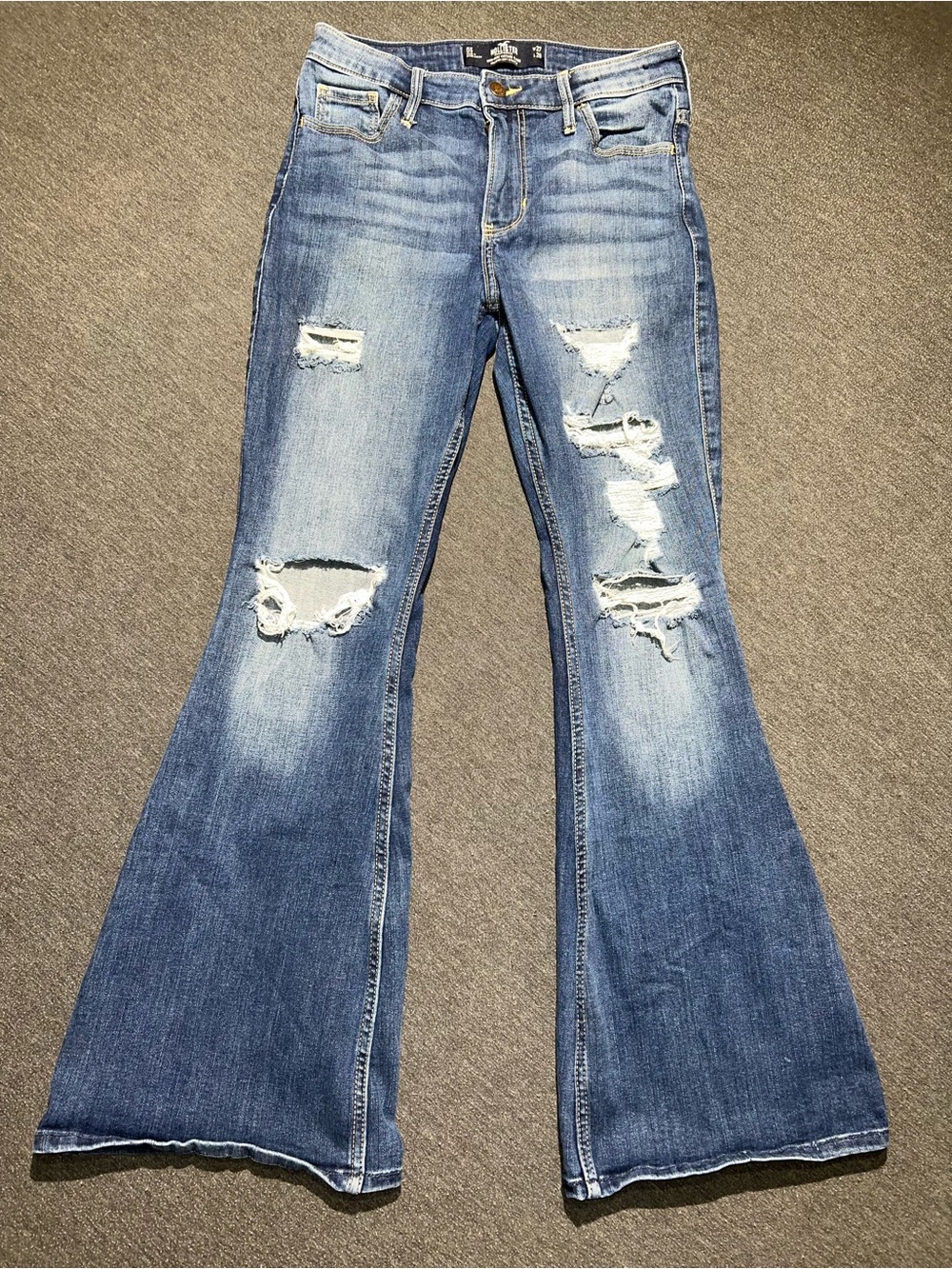 Hollister Light Blue Distressed Flare Jeans